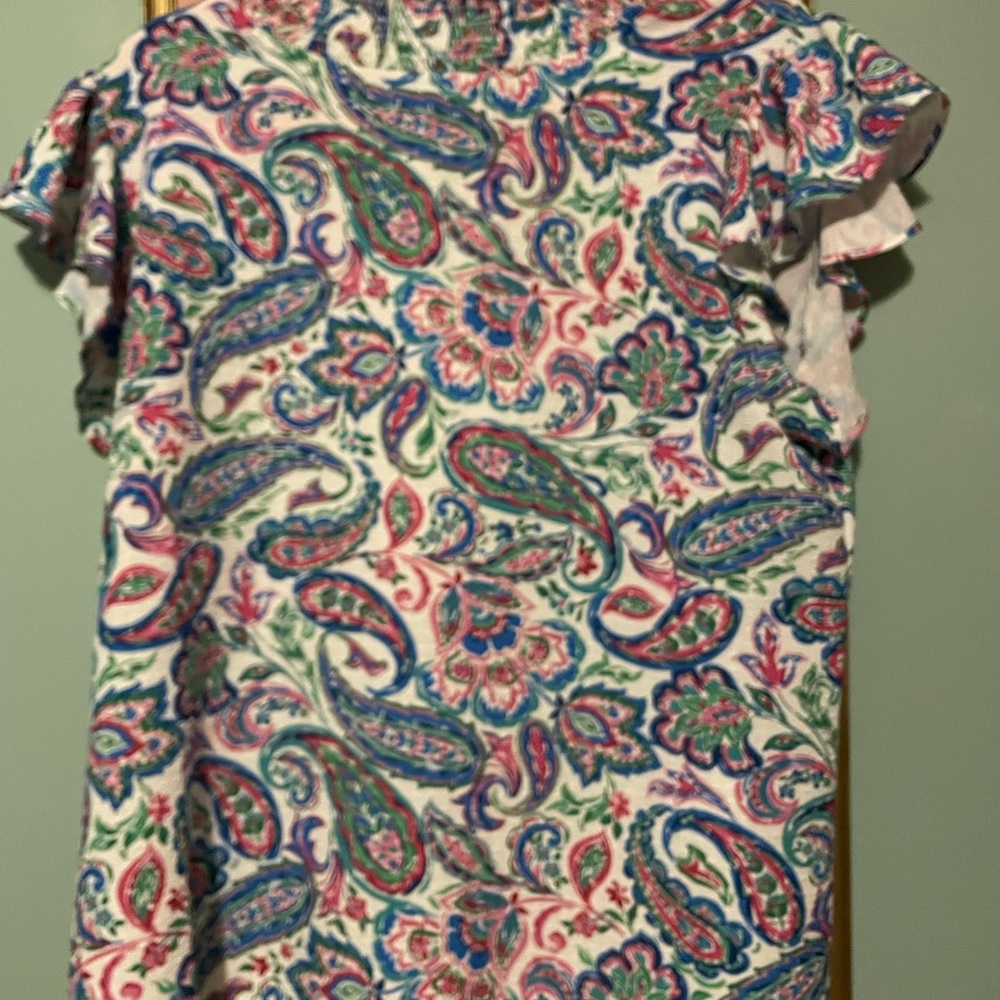 THML Blue and Red Ruffled Blouse - Picture 4 of 4
